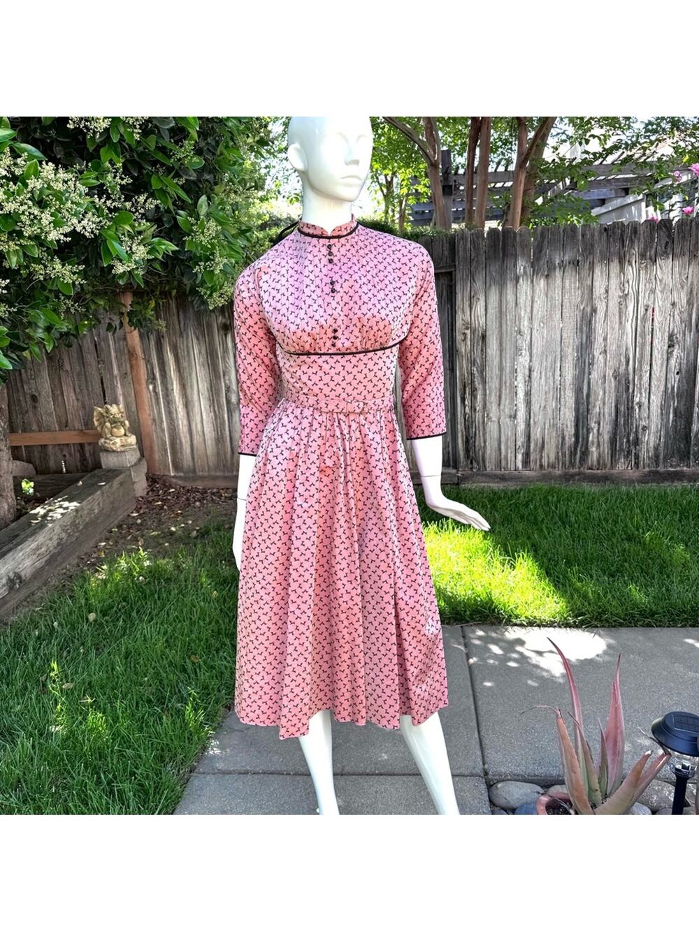 Vintage 1960s Teena Paige Pink Black Mod Dress Needs Mending